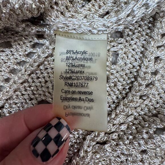 EUC Alice + Olivia XS Gold Off Shoulder Crochet Sweater Long Sleeve - Picture 5 of 7